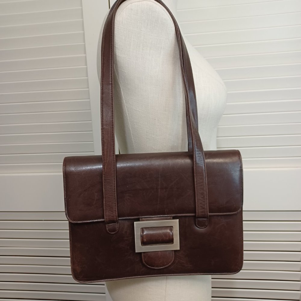 Johnny Farah Vintage Brown Leather Shoulder Bag - Picture 6 of 13